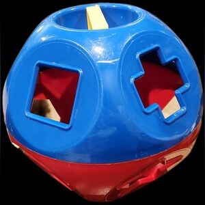 Vintage Tupperware Shape-O-Ball Kids Toy Shape Sorter With 9 Shapes Red/Blue